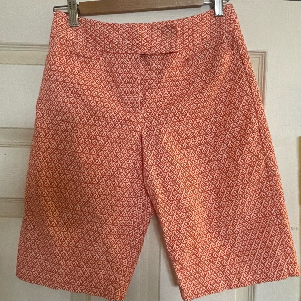 Talbots Bermuda shorts with stretch orange & white size 2